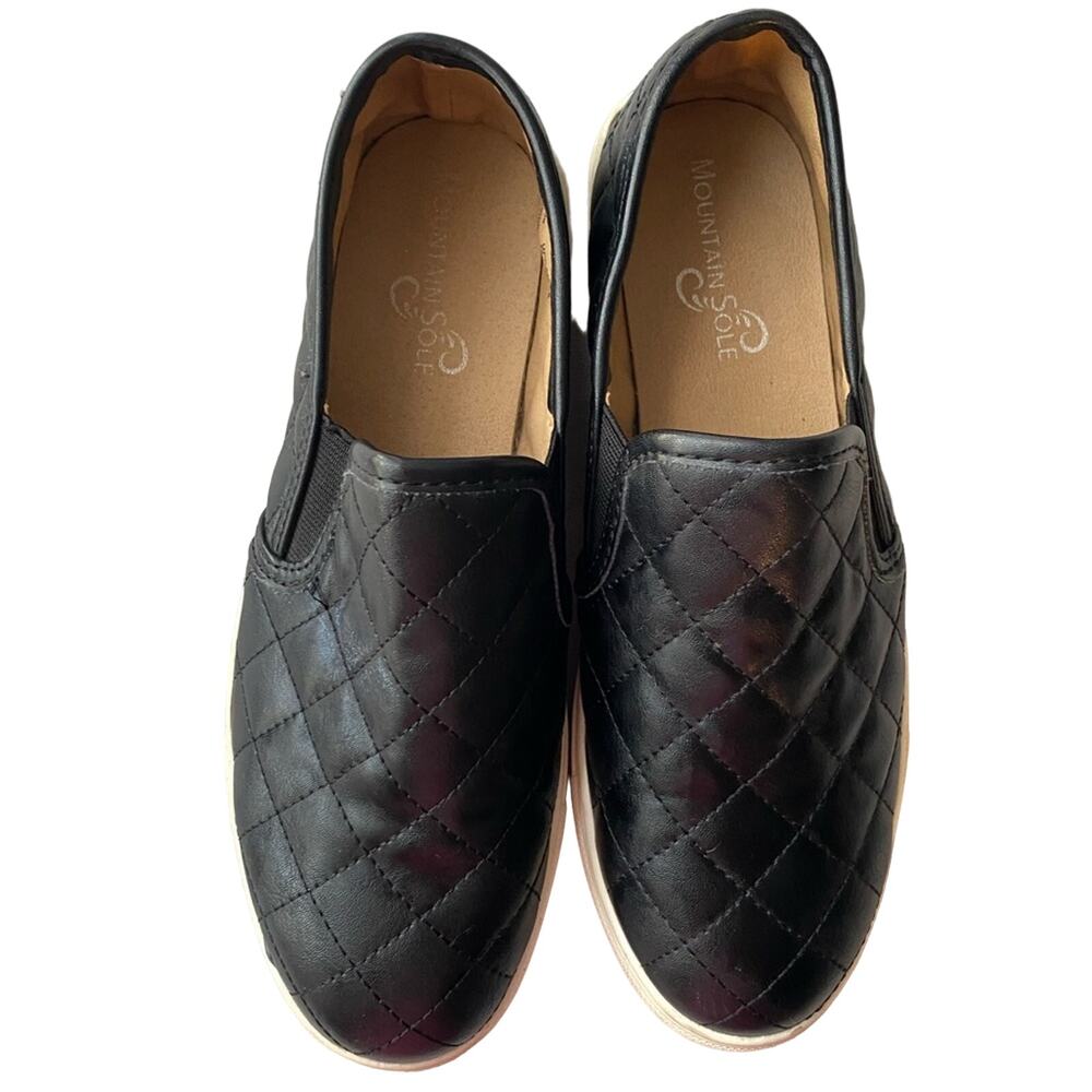 Mountain Sole Quilted Slip on Shoes Size 7.5 Color Black with White Sole